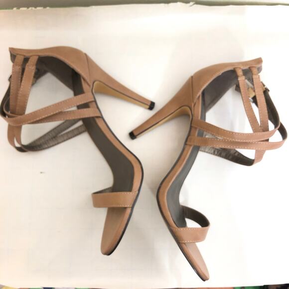 Nordstrom Michael Antonio Strappy Crossover Stiletto Heel Sandal Tan Taupe 9 - Picture 6 of 10